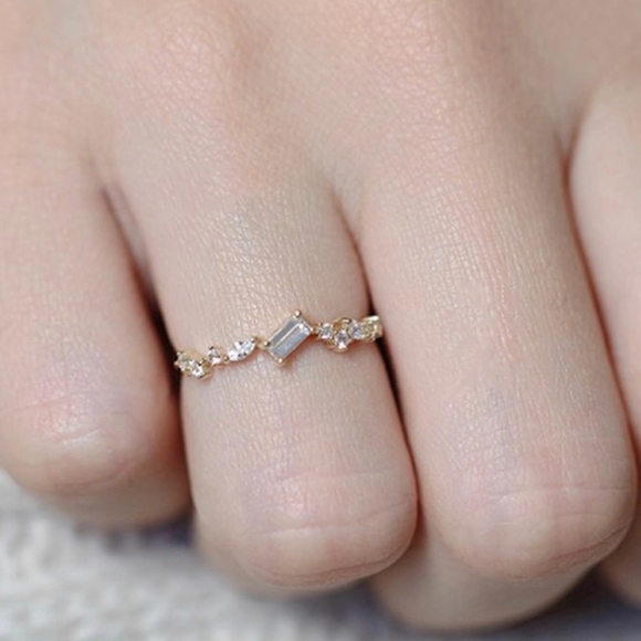 Jewelry - Dainty Crystal CZ Gold Tone Ring S925